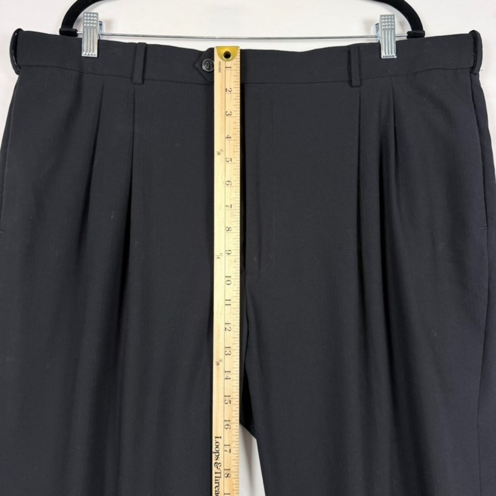 Roundtree & Yorke Lotx2 Dress Pants Black Navy 42x32 Pleated Cuffed Professional - Picture 7 of 15